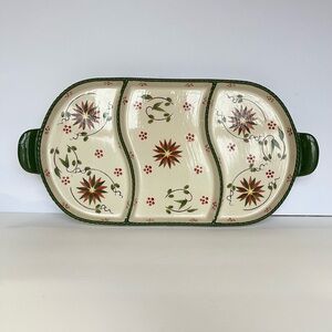 Temp-Tations Old World Ceramic Dish Christmas Retired Poinsettia Serve Party